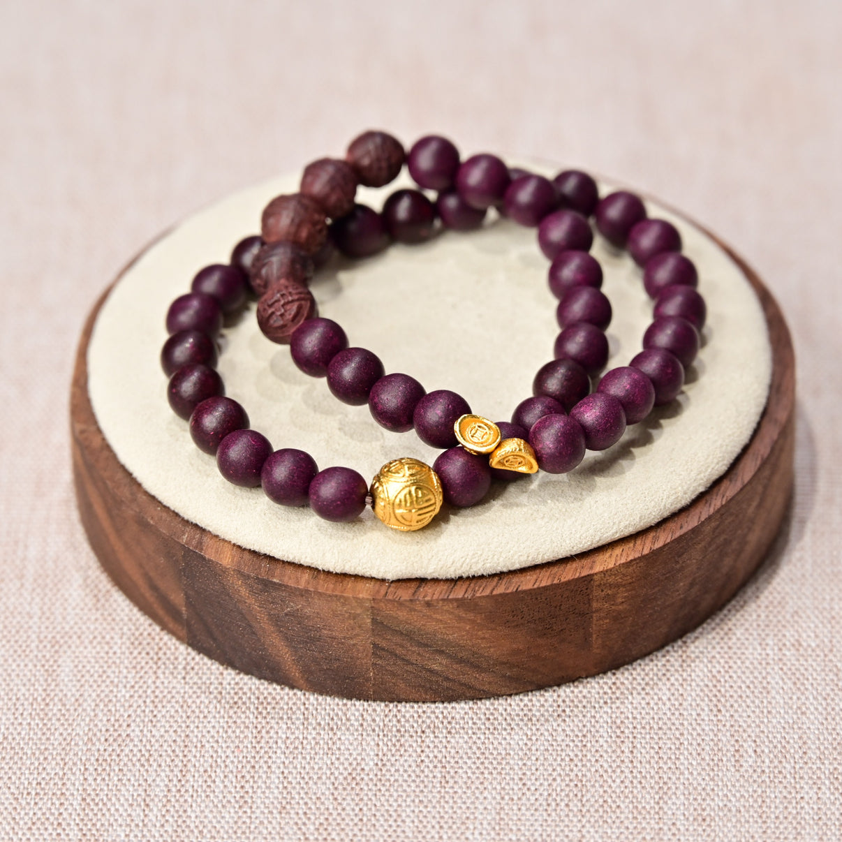 Dark Red Rose Whitening & Nourishing Double-Circle Bracelet – Handmade Herbal Beauty Beads 1