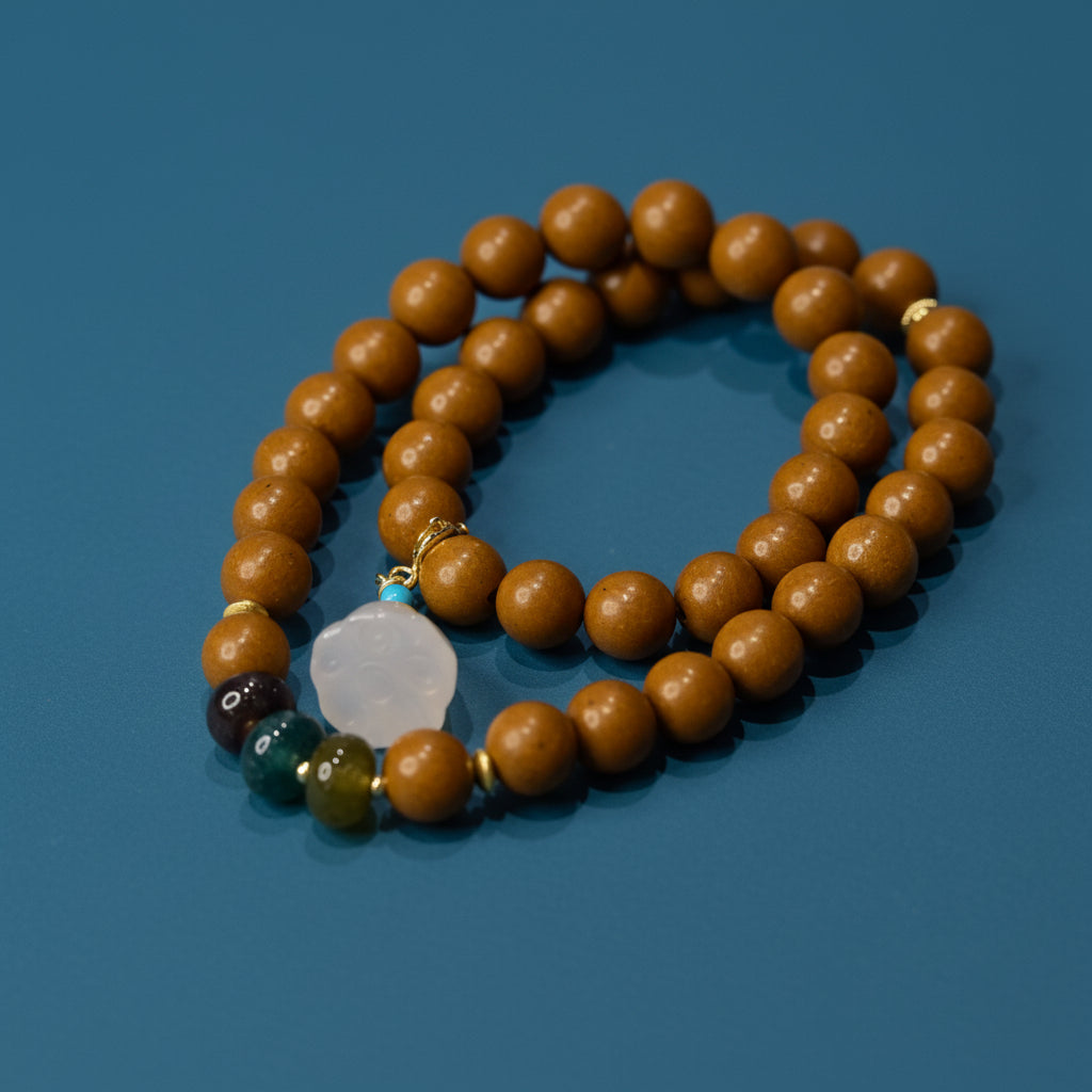 Gardenia White Agate Lucky Lotus Bracelet – Handmade Aromatherapy Beads  3