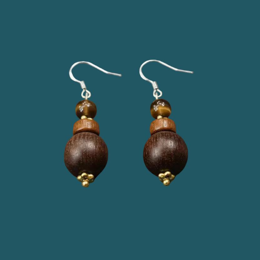 Handmade Agarwood &amp; Sandalwood Aromatic Earrings | Artisan Scented Jewelry 2