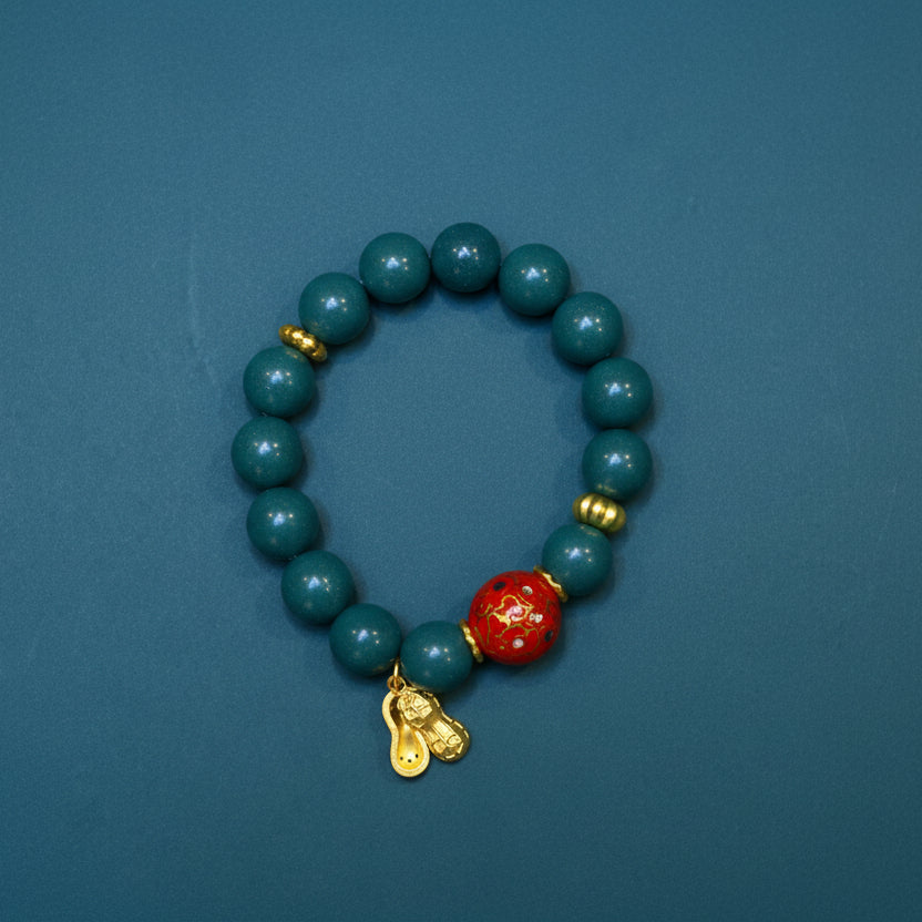 Handmade Lacquered Blue Herbal Bead Bracelet | Songartisan 6