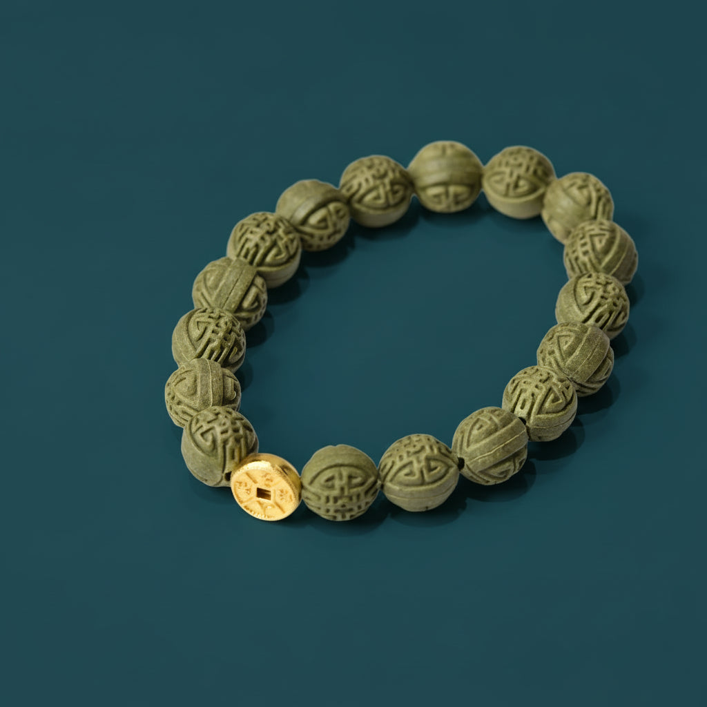 Handmade Longjing Tea Aroma Bracelet with Double Happiness Symbol 8