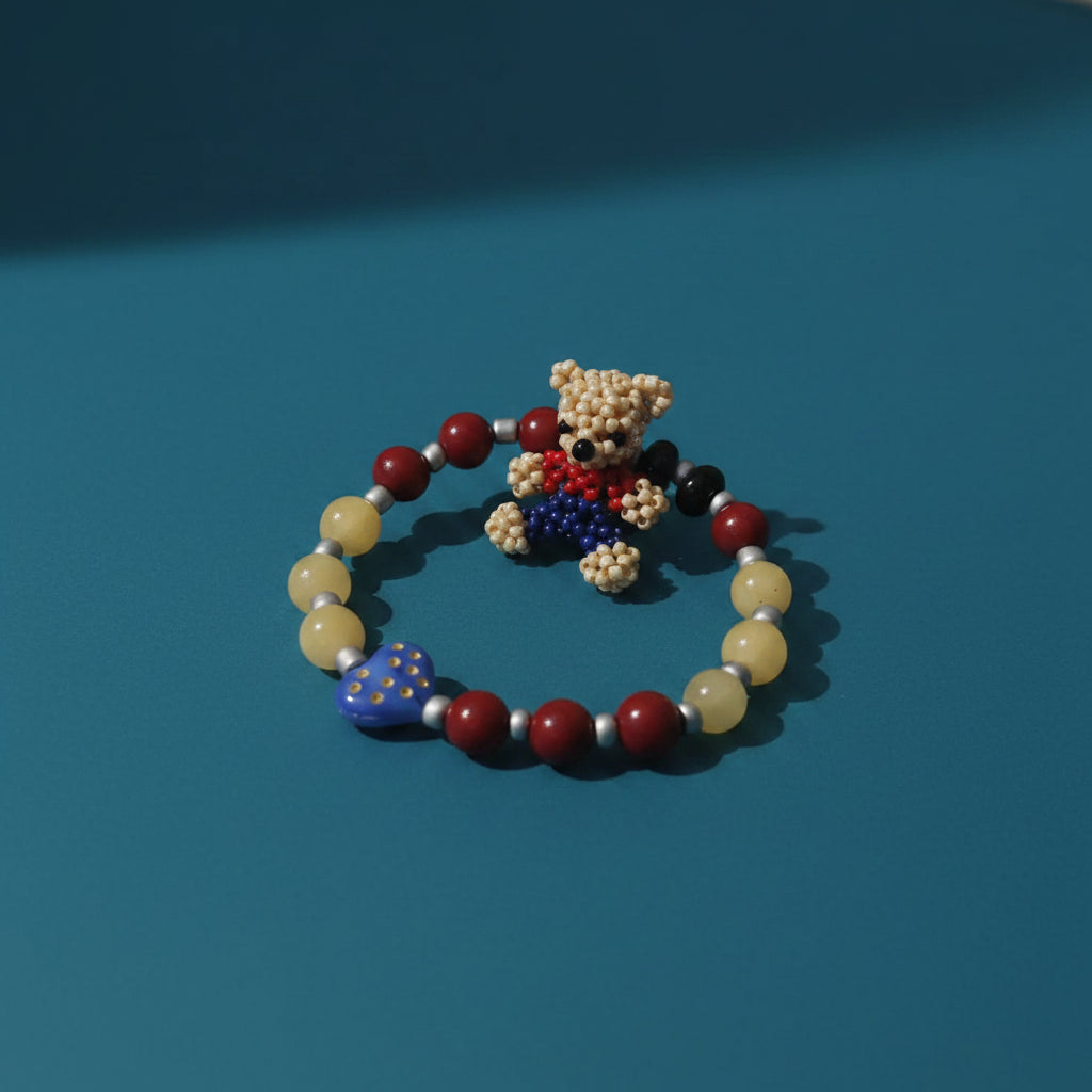 Rose Stamen Seed Bead Bear Bracelet