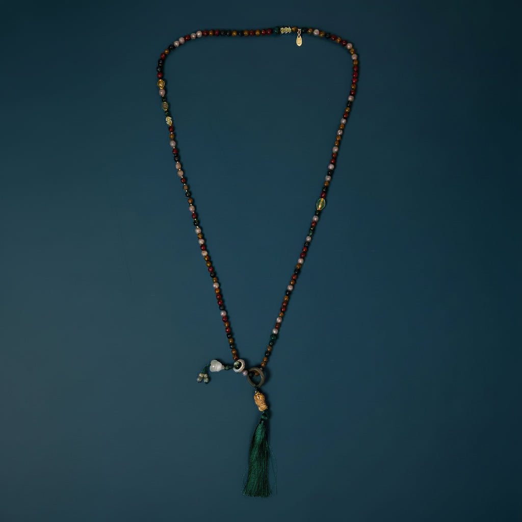 Songartisan Five Elements Aroma Bead Crossbody Necklace – Handmade Herbal Incense Wood Pendant for Wellness & Balance