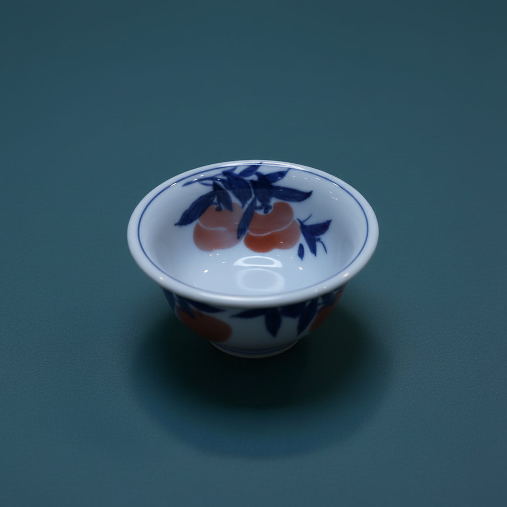 Songartisan Handmade Blue & White Persimmon Tea Cup – Jingdezhen Porcelain Kung Fu Tea Cup