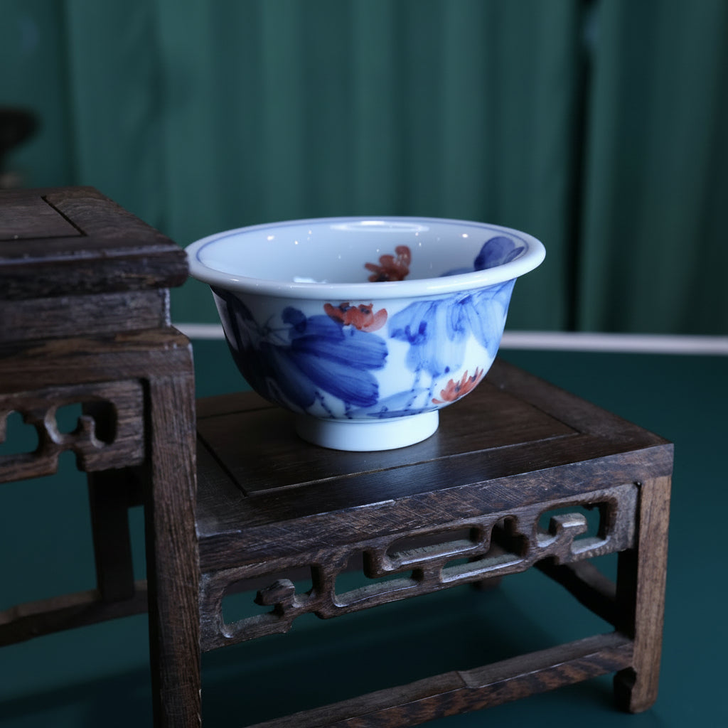 Songartisan Handmade Lotus Blue & White Porcelain Tea Cup – Jingdezhen Hand-Painted Gongfu Teacup 2