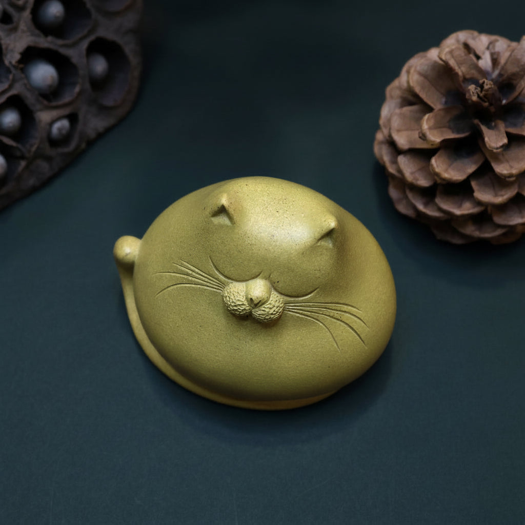 Songartisan Yixing Zisha Lucky Cat Tea Pet – Handmade Purple Clay Tea Table Figurine from Huanglongshan